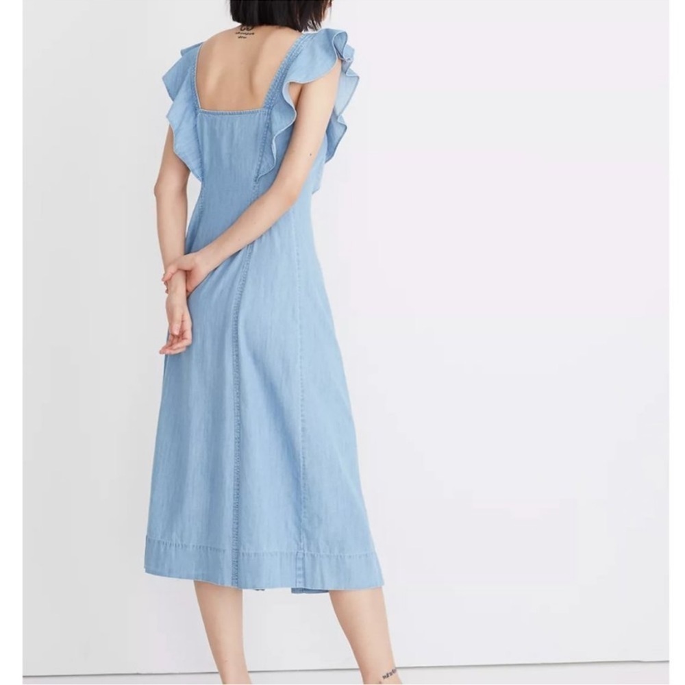 Madewell Blue Chambray Button Up Flutter Sleeve M… - image 8